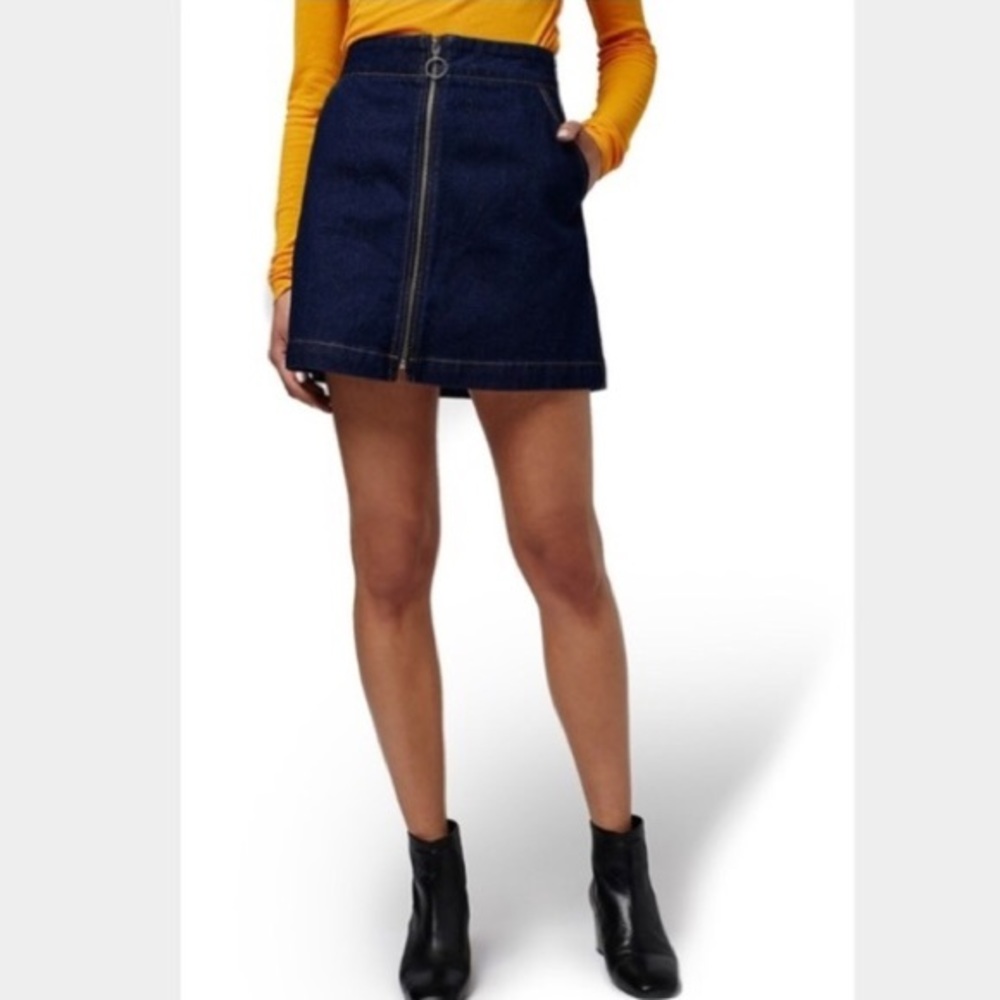Topshop Moto Zipper Front Jean Skirt
